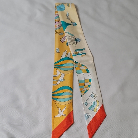 Hermes "Les Folies du Ciel" Silk Twilly Scarf - Picture 2 of 4